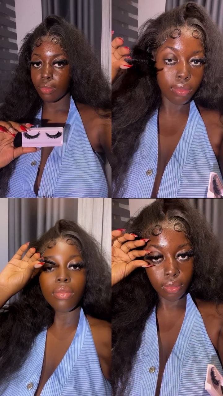 Applying LUXMINKS luxury lashes